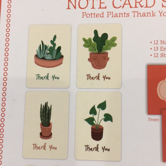 Potted Plants Succulents Cactus Thank You Note Boxed Set 12 notes 4 designs NWT - Picture 9 of 16